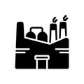 Black solid icon for Factory, plant and manufacturing Royalty Free Stock Photo