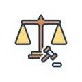 Color illustration icon for Fairly, justly and justice