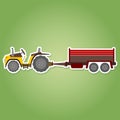 Icon with farm tractor and trailer Royalty Free Stock Photo