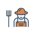 Color illustration icon for Farmer, peasant and grower