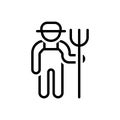 Black line icon for Farmers, peasant and husbandman Royalty Free Stock Photo