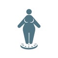 Icon of fat woman standing on scales - obesity and lose weight Royalty Free Stock Photo