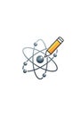 An icon featuring an atomic model with grey electron orbits Royalty Free Stock Photo