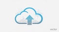 Icon featuring a blue cloud outline with an upward pointing arrow Royalty Free Stock Photo