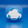 Icon featuring a cloud symbol and two circular arrows on a blue background. The clo Royalty Free Stock Photo
