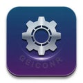 An icon featuring a metallic gear symbol centered on a gradient background Royalty Free Stock Photo