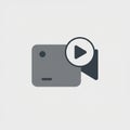 Icon featuring a simplified video camera in gray tones on a white background. The Royalty Free Stock Photo