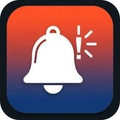 Icon featuring a white bell with an exclamation mark on the right, indicating notification Royalty Free Stock Photo