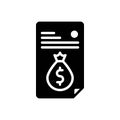 Black solid icon for Fee, payment and emolument