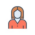 Color illustration icon for Female, dowager and lady Royalty Free Stock Photo