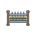 Color illustration icon for Fence, border and barbed