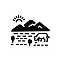 Black solid icon for Fields, pastureland and steppe