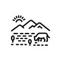 Black line icon for Fields, pastureland and steppe