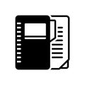 Black solid icon for File, notebook and dossier