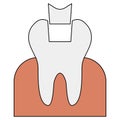Icon filling tooth crown restoration, infographic dental filling doctor dentist