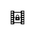 Icon of film strip with padlock, symbolizing secure media content Royalty Free Stock Photo