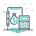 Mix icon for Finance, notepad and calculator