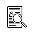 Black line icon for Findings, achievement and application