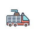 Color illustration icon for Fire Truck, safety and vehicle