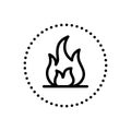 Black line icon for Fires, flame and fire