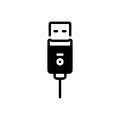 Black solid icon for Firewire, cable and plug Royalty Free Stock Photo