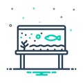 Mix icon for Fish In Aqarium, water and seafood Royalty Free Stock Photo