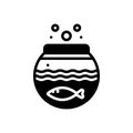 Black solid icon for Fish Inside The Bowl, fishbowl and aquariums Royalty Free Stock Photo