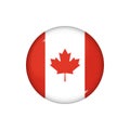 Round flag of Canada. Vector illustration. Button, icon, glossy badge