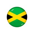 Round flag of Jamaica. Vector illustration. Button, icon, glossy badge