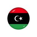 Round flag of Libya. Vector illustration. Button, icon, glossy badge