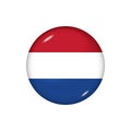 Round flag of Netherlands. Vector illustration. Button, icon, glossy badge Royalty Free Stock Photo
