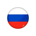 Round flag of Russia. Vector illustration. Button, icon, glossy badge Royalty Free Stock Photo