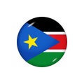 Round flag of South Sudan. Vector illustration. Button, icon, glossy badge