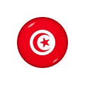Round flag of Tunisia. Vector illustration. Button, icon, glossy badge Royalty Free Stock Photo