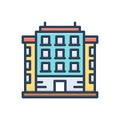 Color illustration icon for Flat, building and apartment