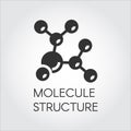 Icon in flat design of abstract molecular structure. Chemical compound black logo. Vector illustration