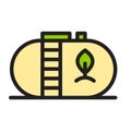 Icon flat gas tack or container with leaf ecology