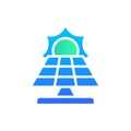 Icon Flat Gradient sun and solar panel. Gradient blue and Flat icon. Royalty Free Stock Photo