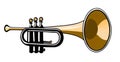 Icon flat illustration trumpet musical instrument, drawing isolated on white background. Royalty Free Stock Photo