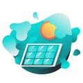 Icon flat solar panel with fluid shapes background vector design. For presentation, poster, infographic and web banner