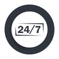 24/7 icon flat vector round button clean black and white design concept isolated illustration Royalty Free Stock Photo