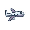 Color illustration icon for Flight, aircraft and airline