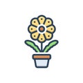 Color illustration icon for Flower, bloom and natural