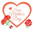 Title of Happy Mother\'s Day of carnation and red heart.