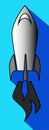 Icon of a flying rocket in the blue sky