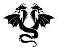 Icon of flying two headed dragon. vector
