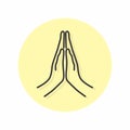 Icon of Folded Hands. Hands Greeting Posture of Namaste. Folded Hands for Prayer. Thanksgiving Banner.