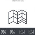 An icon of a folded map is depicted in a minimalist, line-art style. The map consists of Royalty Free Stock Photo