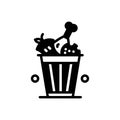 Black solid icon for Food Waste, garbage and vegetables Royalty Free Stock Photo