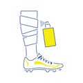 Icon of football bandaged leg with aerosol anesthetic